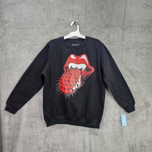 Womens Black The Rolling Stones Graphic Sweatshirt Spiked Tongue Size M Medium